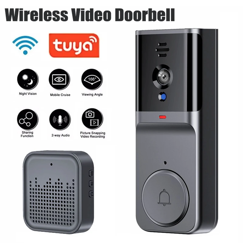 

Беспроводной видеодомофон Tuya с камерой, Wi-Fi, для умного дома, уличный, с двусторонней аудиосвязью, видеонаблюдение, ночное видение