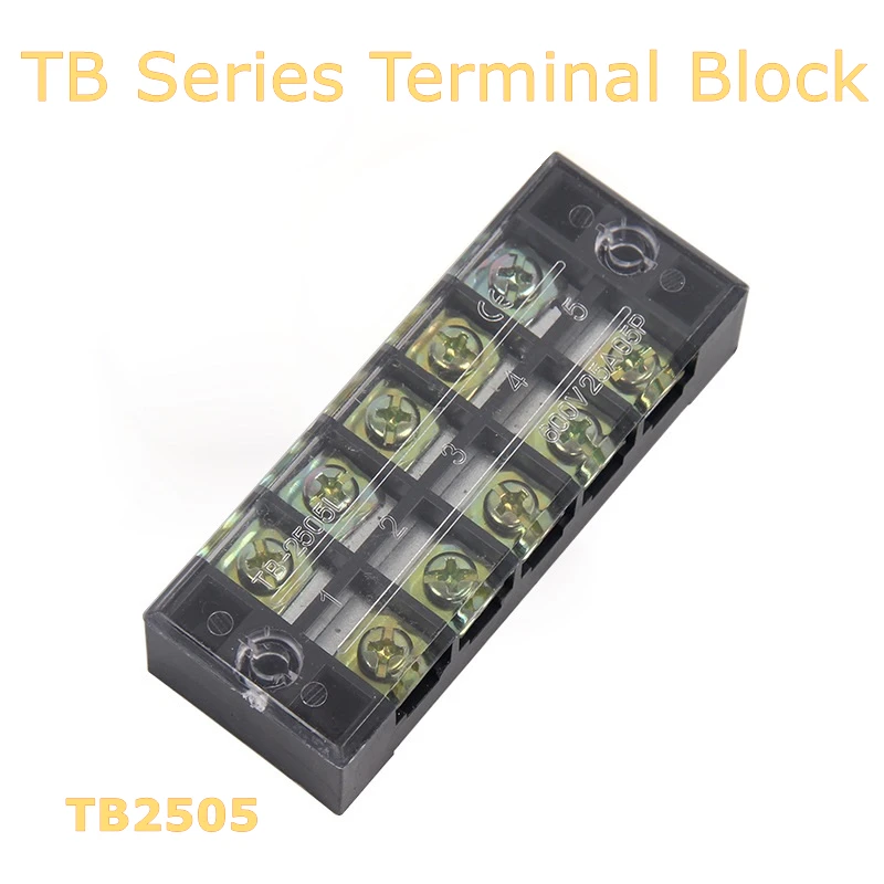 

1/5/12 Pieces Packed Dustproof TB Series Terminal Block TB2505 5 Positions Cable Barrier Block Strip Block