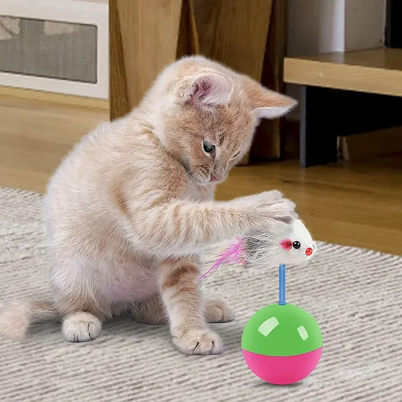 Interaktiver Katzenspielball mit Maus, kein Wippball, Spaß beim Necken von Katzen und Hunden, Selbstspielzeug, Haustierbedarf, Set mit Katzenspielzeugen zum Necken – Detail 1