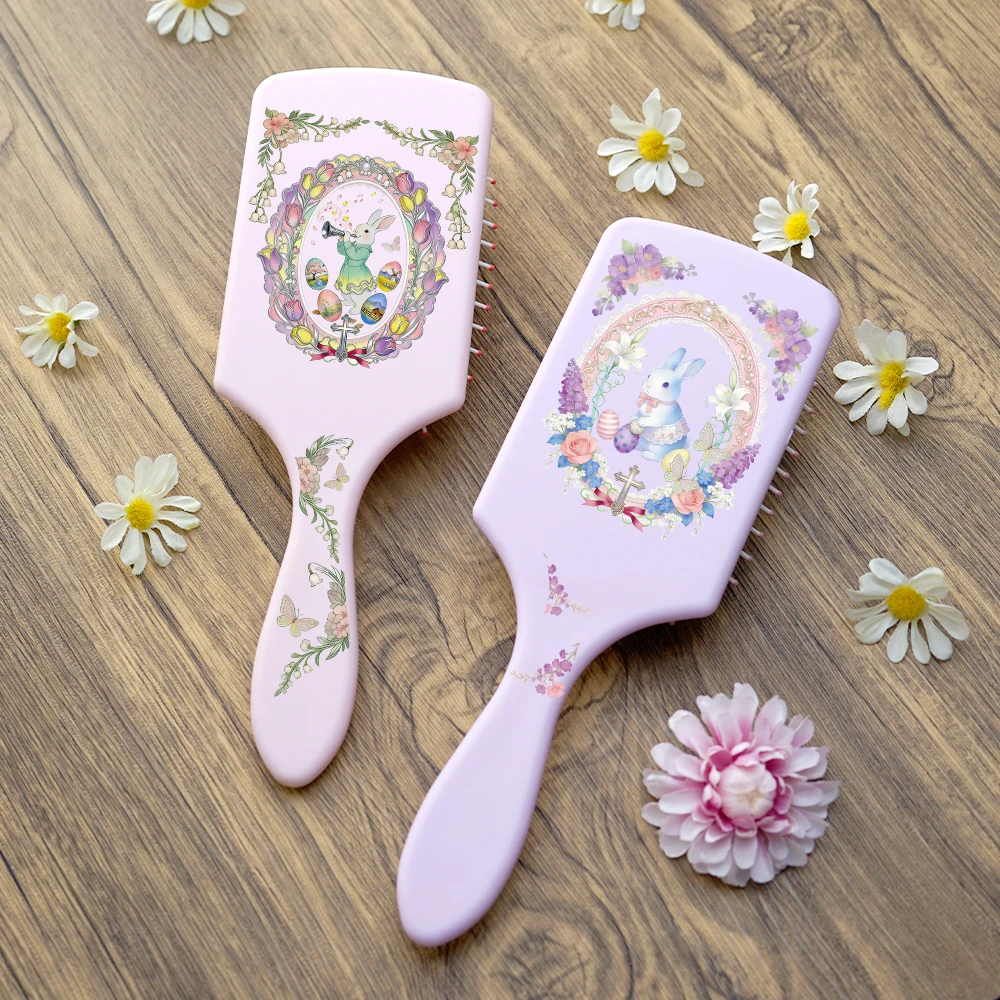 Cepillos de Pelo con Diseño Floral y de Animales en Tonos Pastel - Diseños de Animales Adorables Surtidos, Base con Cojín de Aire para Control del Frizz y Cuidado Diario del Cabello
