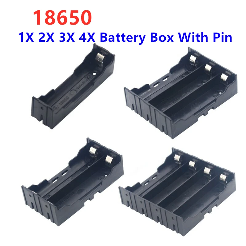 

Abs 18650 Black Power Bank Cases 1x 2x 3x 4x 18650 High Quality Diy Battery Box 1 2 3 4 Slot Batteries Container With Hard Pin