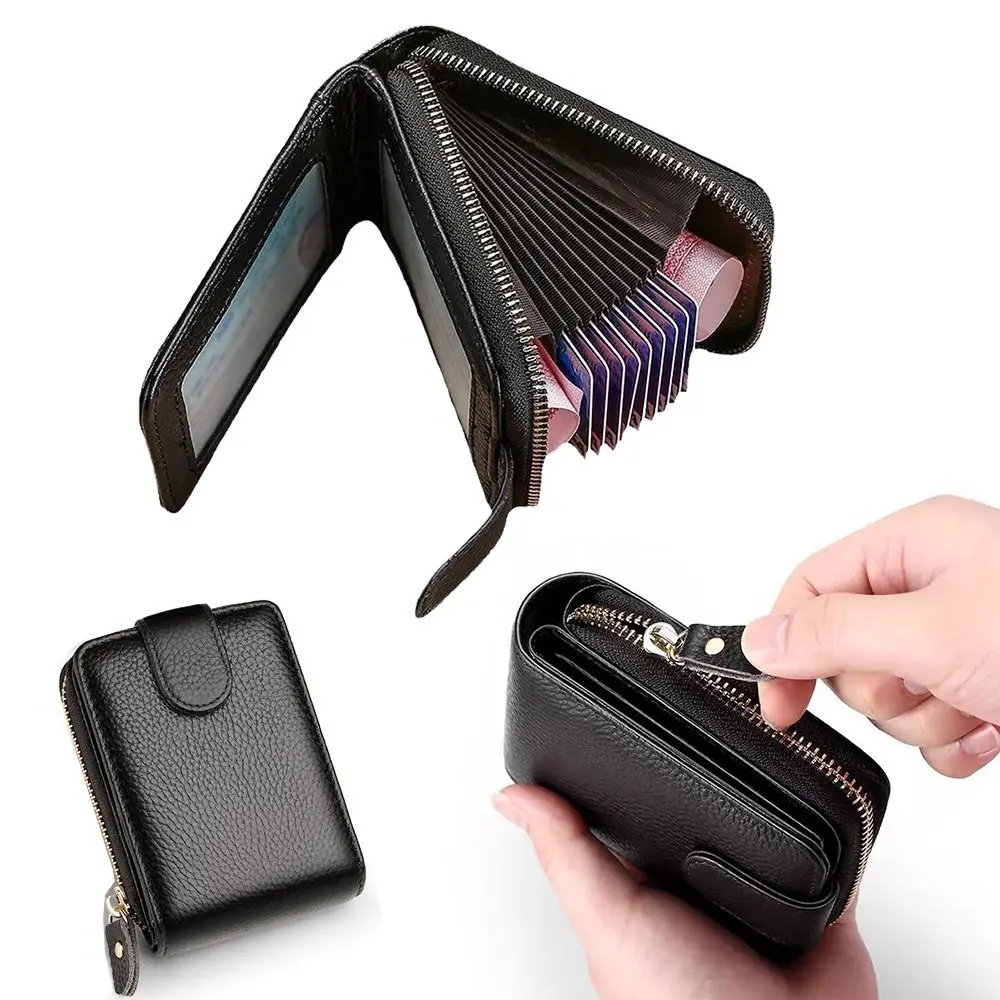 

11/16 Slots PU Leather Card Holder Large Capacity RFID Protected Portable Coin Purse Multipurpose Compact Small Card Bag Outdoor
