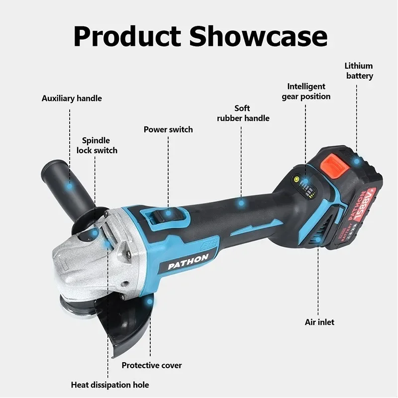 Brushless and Cordless Angle Grinder Wireless Electric Cutting Machine Rechargeable Battery