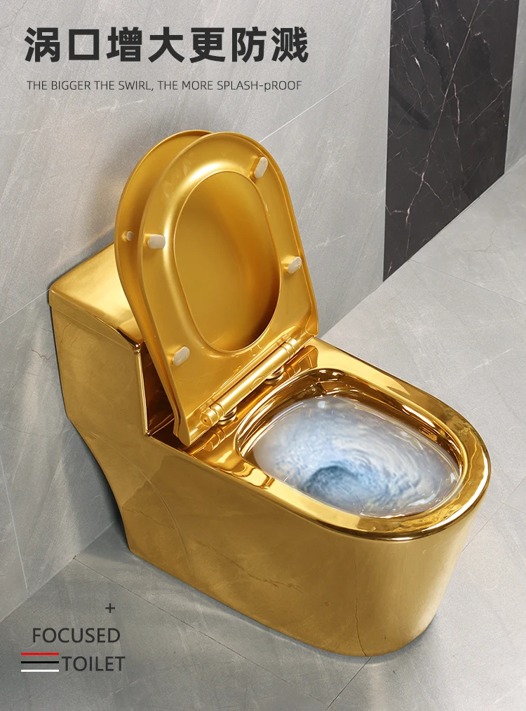 Gold toilet seat, large caliber, color toilet, tycoon, gold toilet, European style, creative and personalized gold toilet