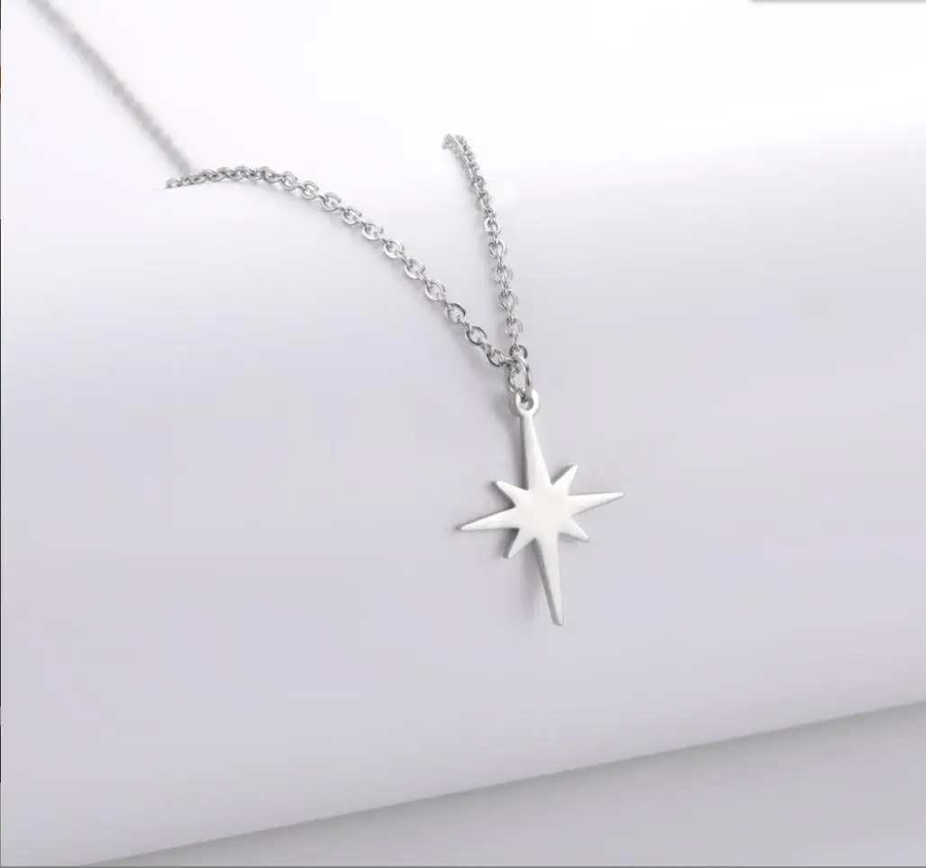 1PC Stainless Steel Necklaces North Star Pendant Collar Chain Fashion Necklace For Women Jewelry Party Friends Gift F1457