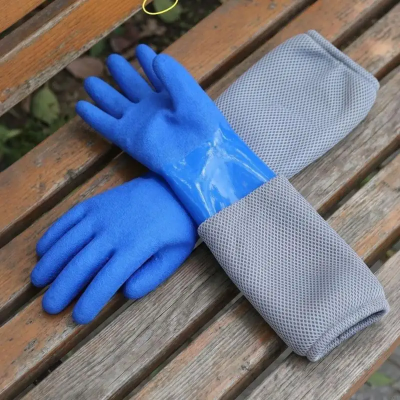 Long Sleeve Beekeeping Gloves with Breathable Forearm Section and Rubber Glove Body for Frame Handling, Yard Work and Branch