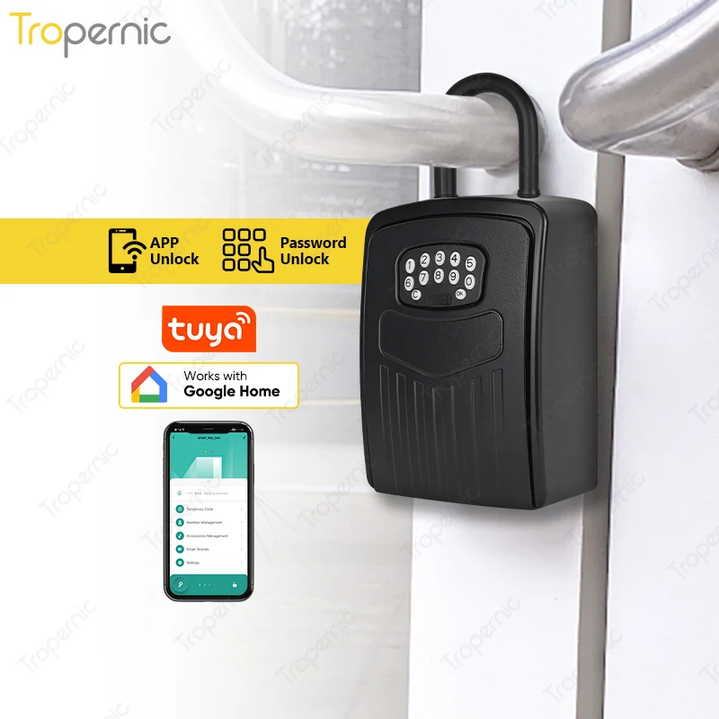 Tuya Ứng Dụng Thông Minh Không Dây Lockbox Nhà Chìa Khóa Ngoài Trời Treo Tường Gắn Cửa Treo Ứng Dụng Điều Khiển Kỹ Thuật Số Chìa Khóa An Toàn Truy Cập Từ Xa