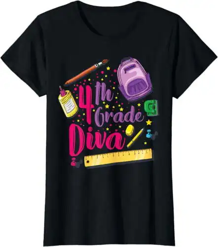 4th Grade Diva Shirt First Day of School Girl Clothes Gift T-Shirt