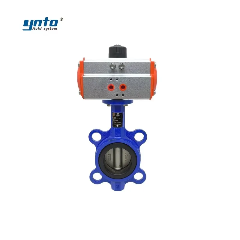 Válvula borboleta atuadora pneumática industrial 3 4 6 Polegada controle de fluxo ferro dúctil ss wafer com estrutura esférica