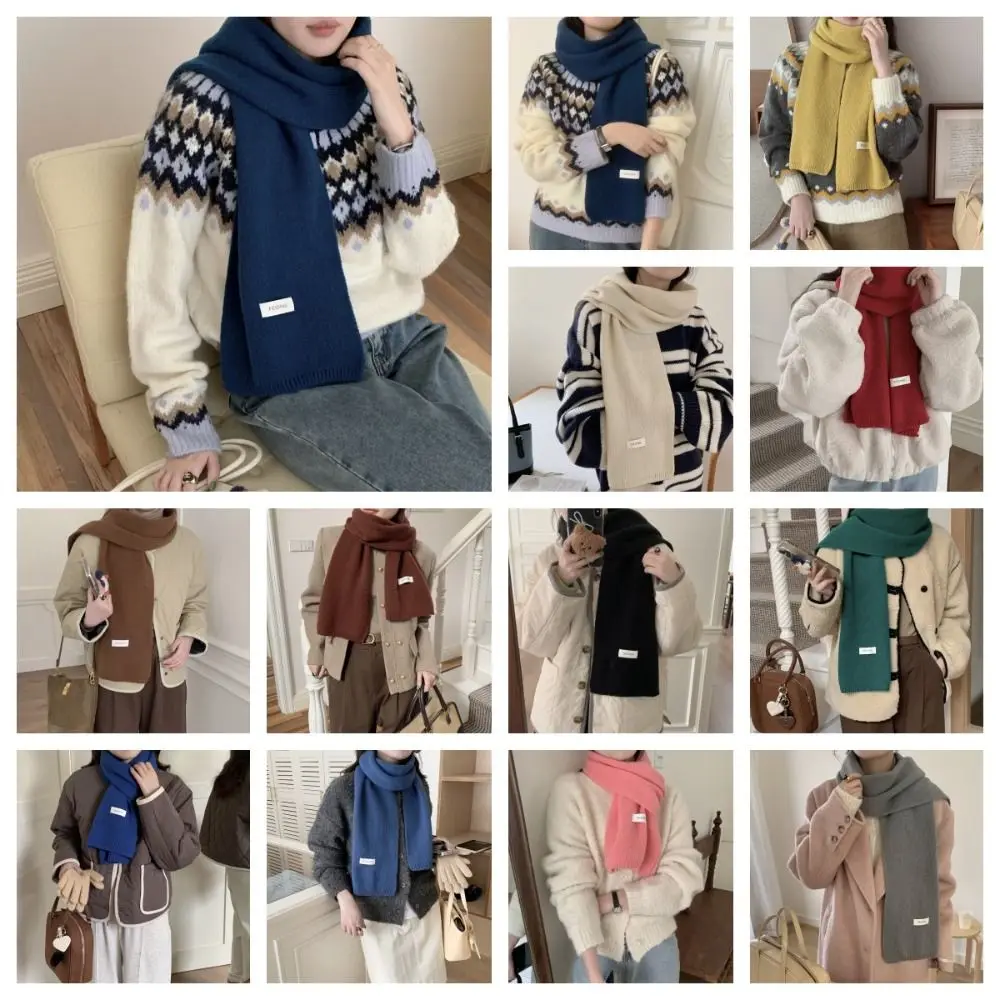 Sciarpa di lana con lettera Scialle di cashmere Scialle lungo Sciarpe di cashmere invernali Sciarpe di stile coreano Sciarpe di lana Sciarpa calda Autunno Inverno