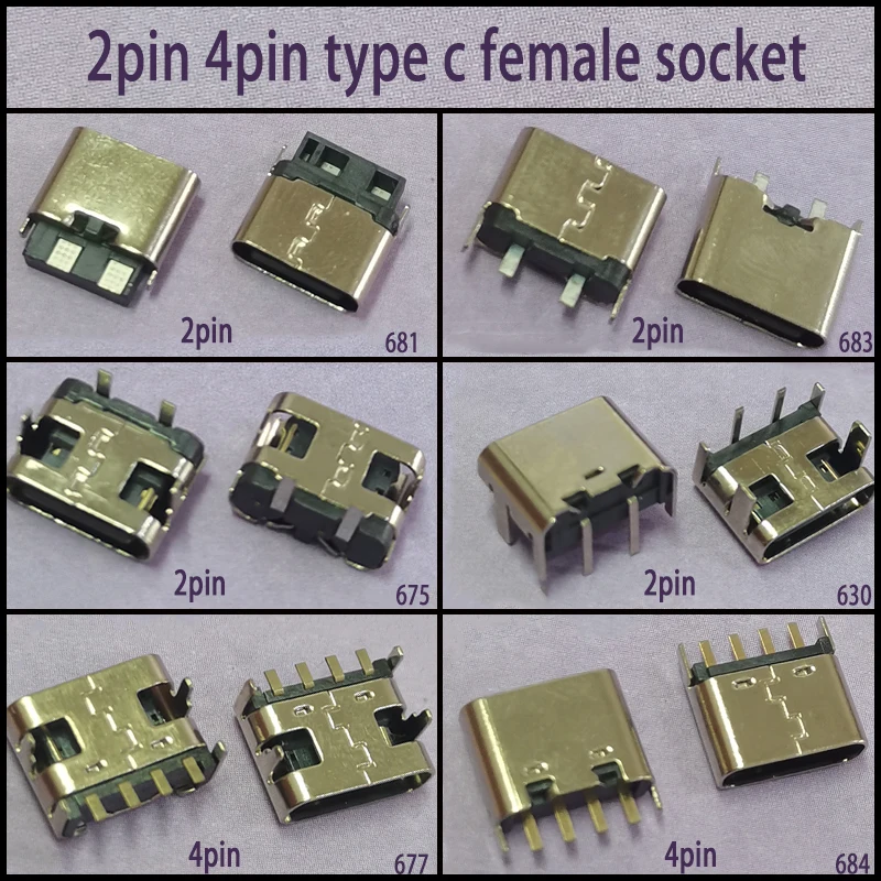 5-10pcs Micro USB JACK 3.1 Type-C 2pin 2p 4P 4pin Female Connector For Mobile Phone Charging Port Charging Socket Female Type C