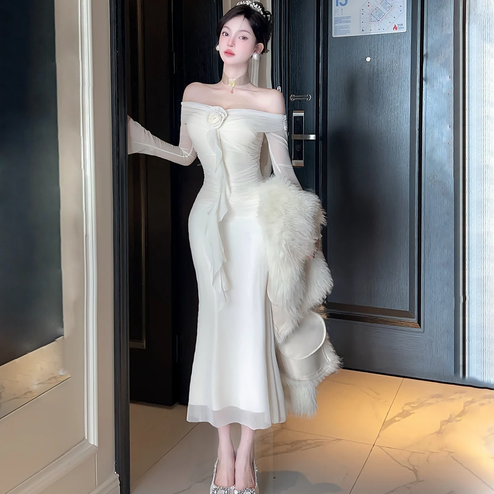 

Длинное облегающее платье для похудения с завышенной талией Sve Fi Tail Dr, осеннее новое сетчатое платье с высокой талией Par Dr