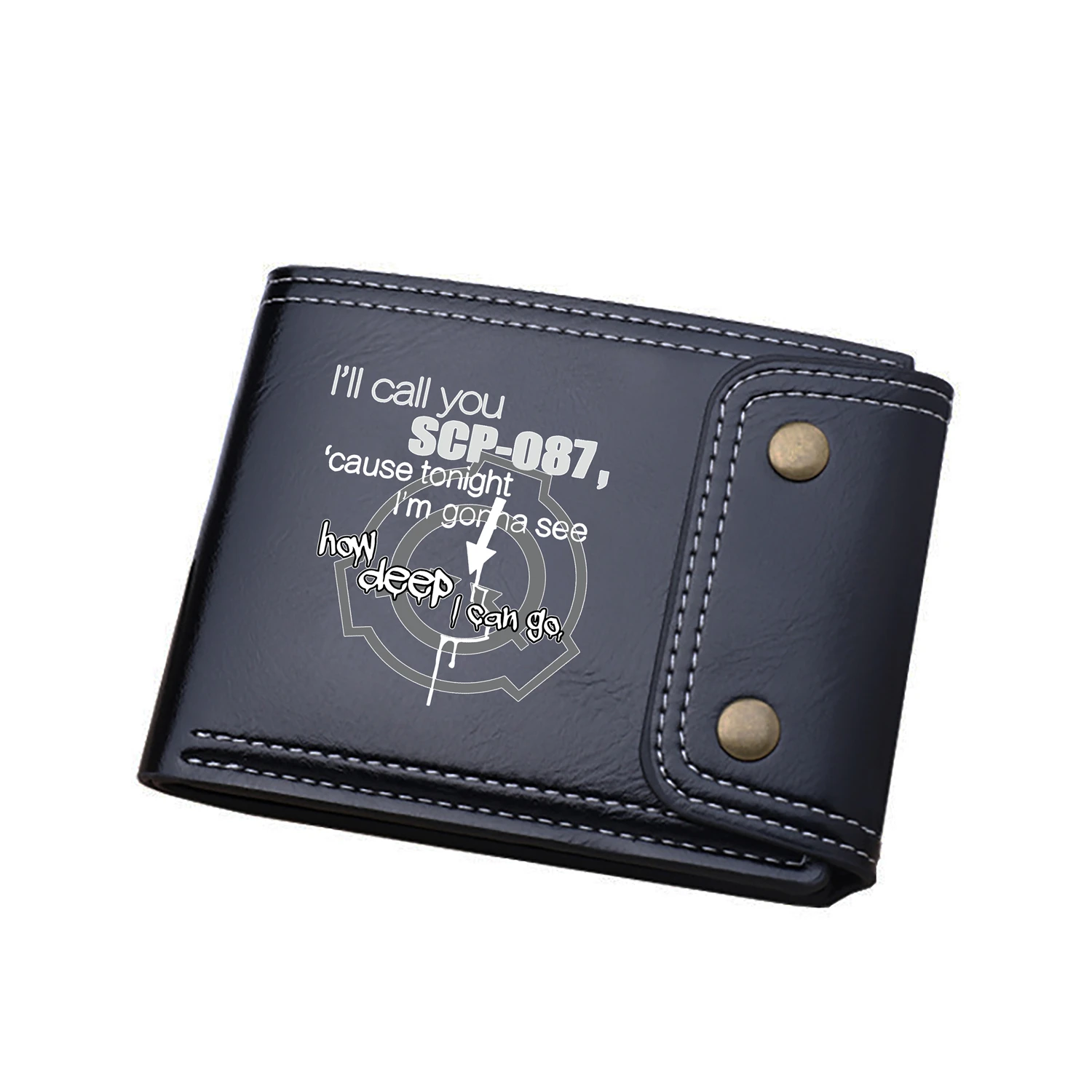 SCP Foundation Anime Short Wallets Oil Wax Leather Coins Purses Cartoon ID Card Holders SCP Money Bags Unisex Black Clutch