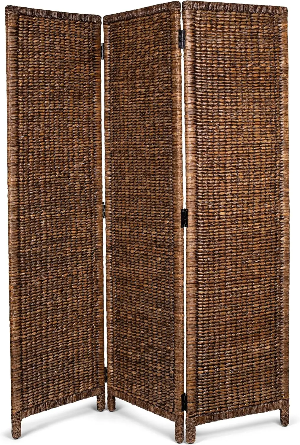 3 Panel Seagrass Room Divider - Handwoven Abaca Folding Privacy Screen, Tall Freestanding Separator for Living Room & Bedroom,