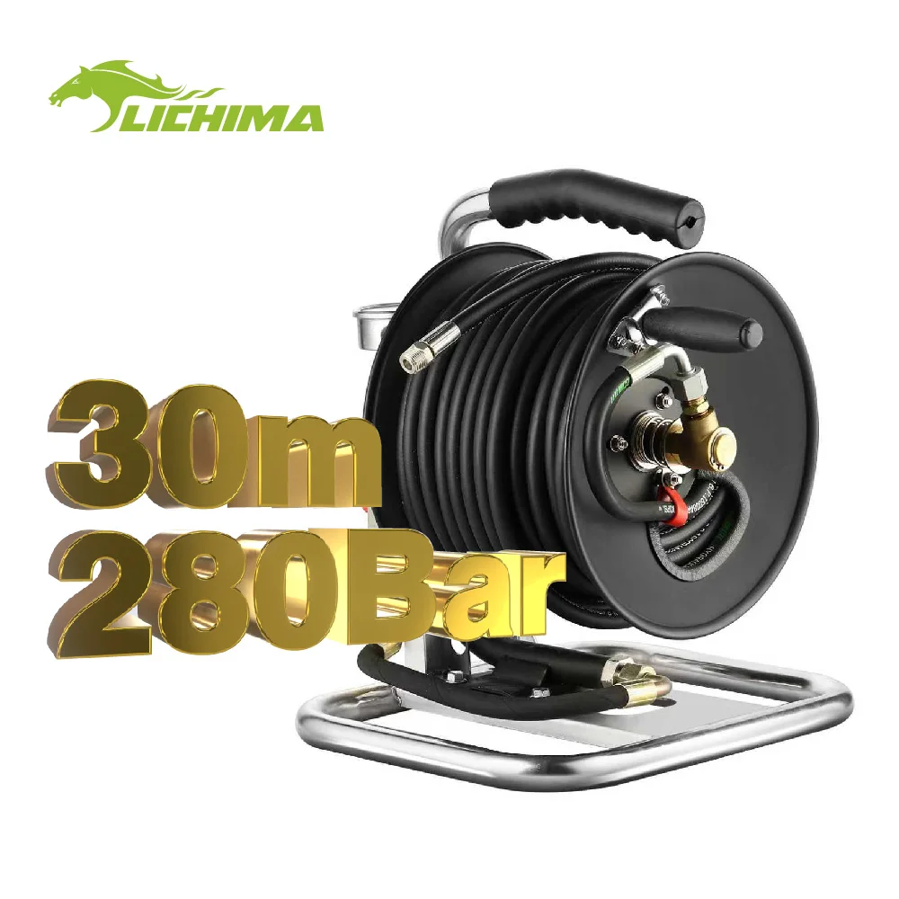 

Schlauchtrommel 30M 280Bar Stainless Steel Jet Wash Hose Reel Portable High Pressure Car Washing Hose Reel