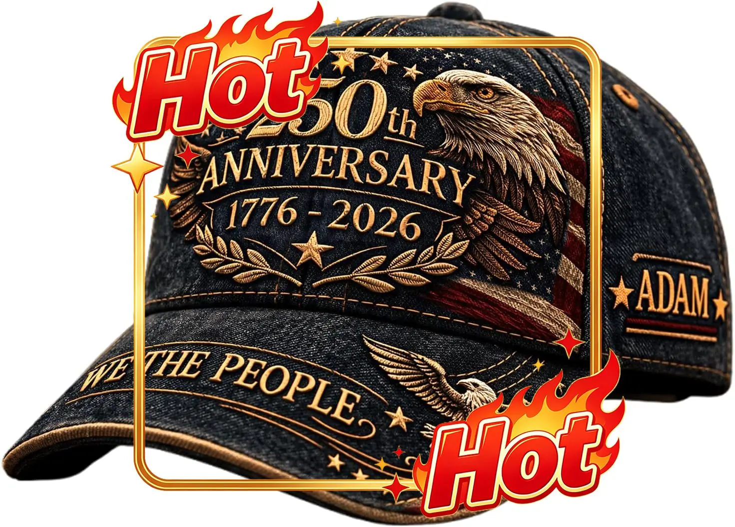 Custom Hat 250th Anniversary USA Hat - Custom United States 250th Anniversary Hat 3D Printed Baseball Cap