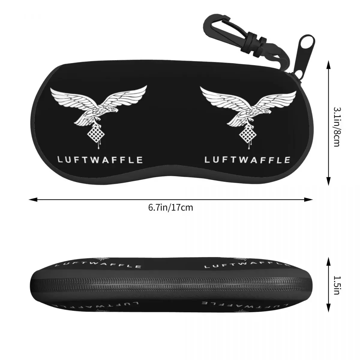 White Luftwaffe Sunglasses Case Neoprene Zipper German Air Force Germany France Shell Eyeglass  Protective Box For Glasses