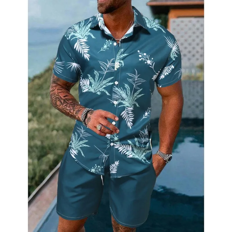 

Hawaiian Shirt Sets Funny 3D Coconut Tree Print Pattern Shirt +Shorts 2-Piece Stylish Casual Sun Beach Holiday Shirt Outfit Suit