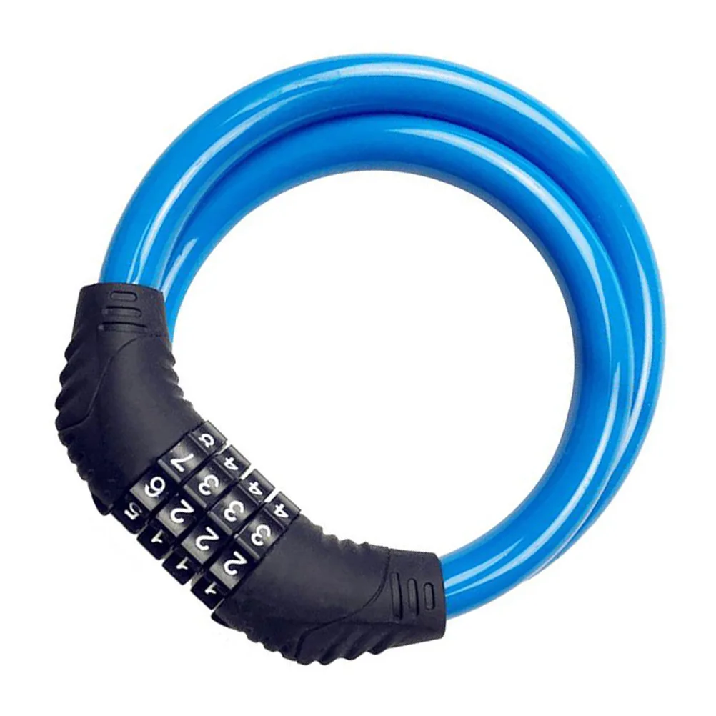 

4 Digit Steel Cable Lock Sturdy Bicycle Lock Heavy Duty Combination Chain for Mountain Bike Motorcycle Scooter Secure Blue