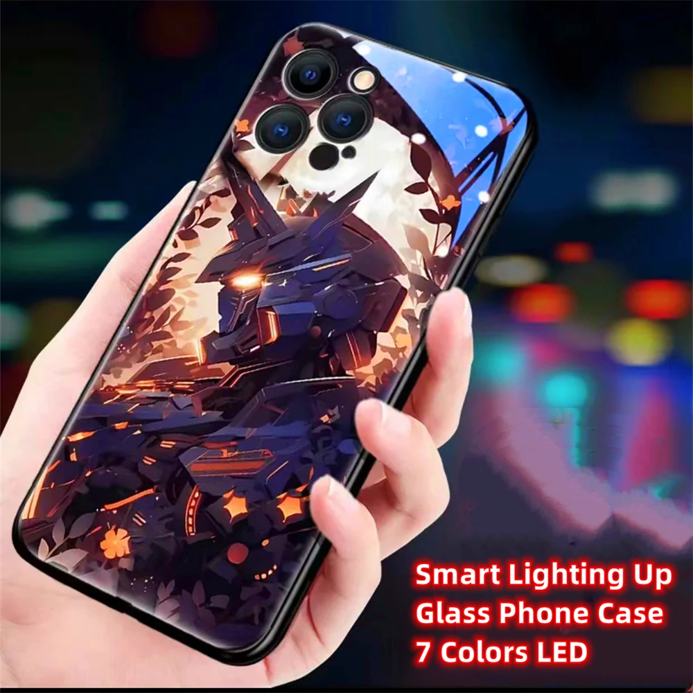 Laser-Panzer-Mech-Muster LED-Licht Leuchtende Handyhülle Glitzer-Cover für iPhone Air 17 16 E 15 14 13 12 11 Pro Max Plus – Detail 38