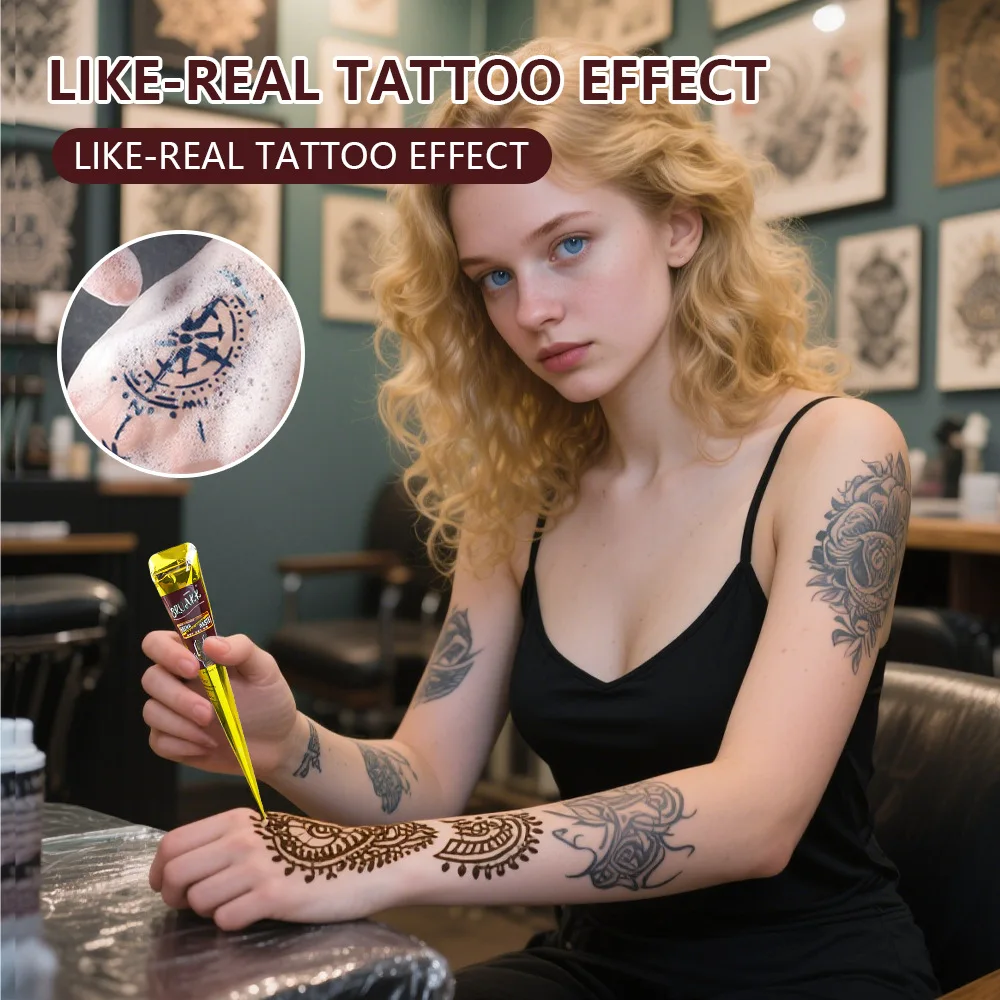 

1 Pcs Pure Natural Organic Brown Henna Cream, Brown Henna Tattoo Cream, Temporary Tattoo, Semi-Permanent Henna Tattoo Cream