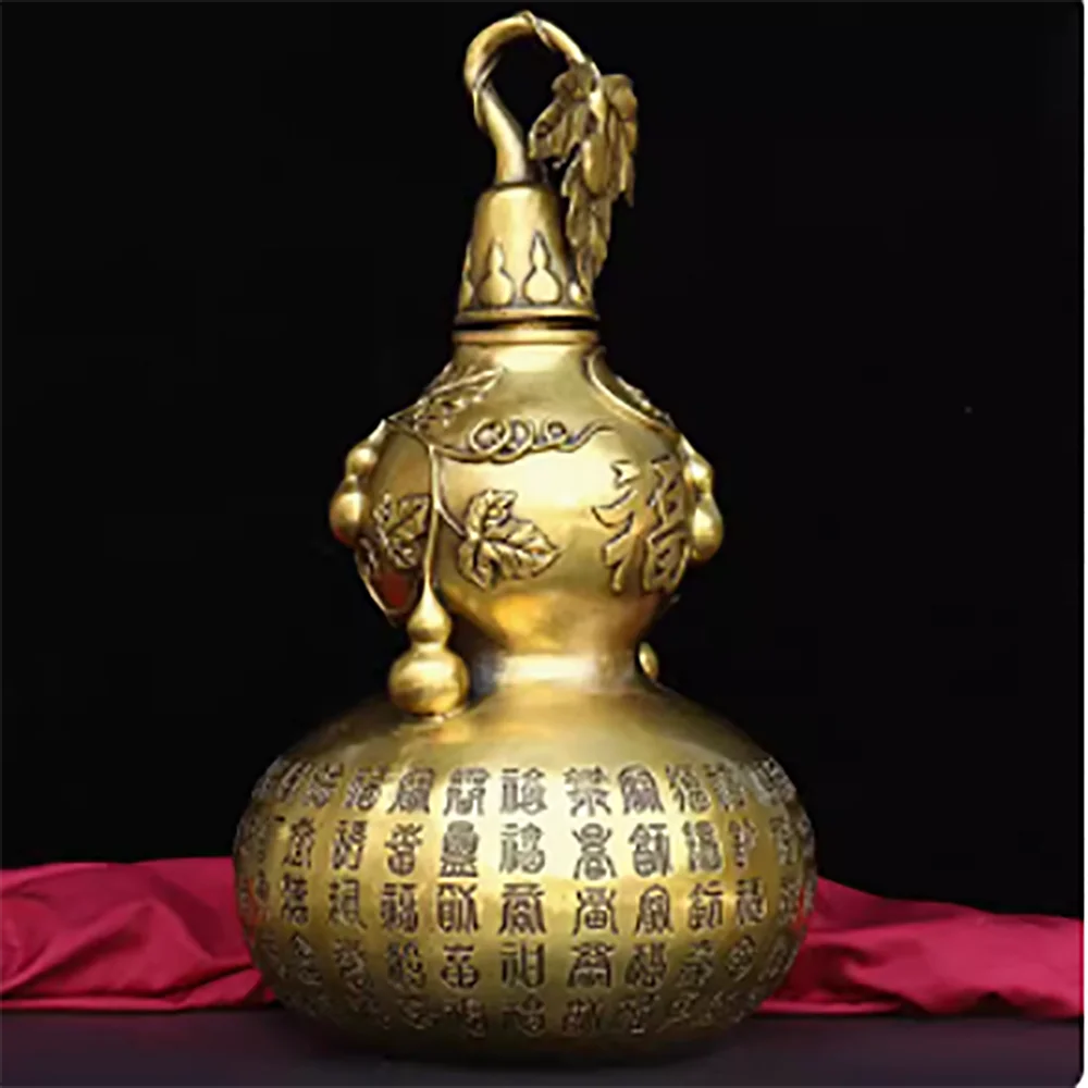 

Baifu Copper Gourd Pure Copper Hollow Open Large Gourd Boutique Brass Gourd Living Room Decoration