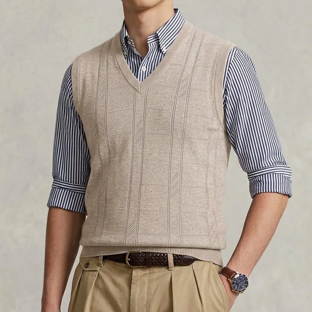 Autumn Men's Classic Knitted Sweater Vest V Neck Sleeveless Pullover Soft Casual Business Dress Waistcoat Tops Tank Tops Shirt