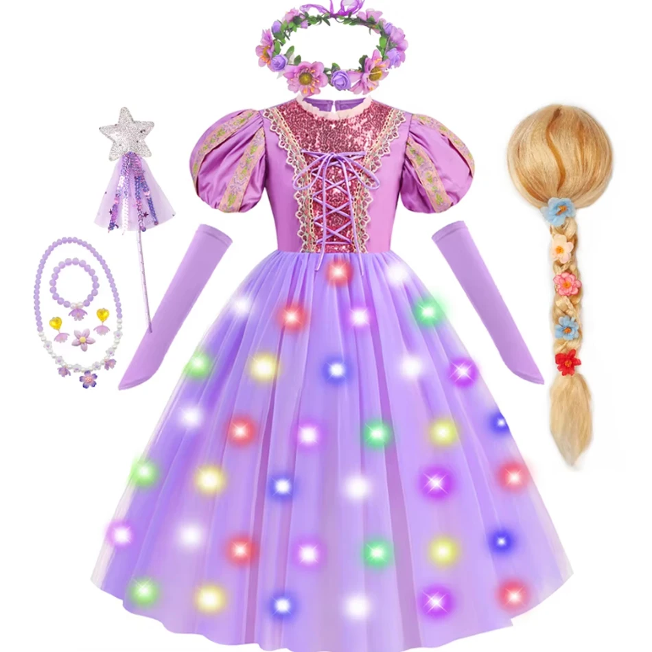 Disney Prinzessin Kleid Rapunzel Kostüm Kinder Mädchen Halloween Cosplay Geburtstags feier Kleider Kleider Kinder Kleidung Outfit 6y