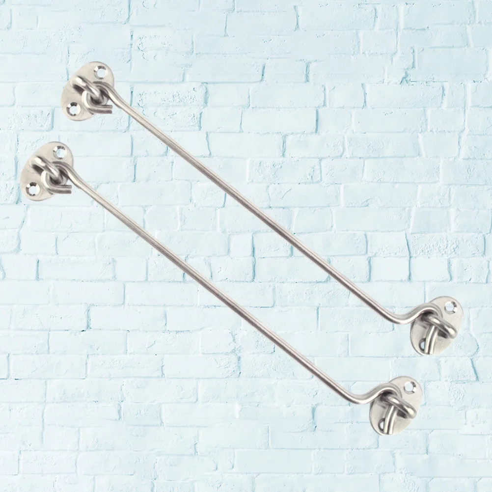 

2pcs 16 Inches Stainless Steel Wind Hook Heavy Duty Door Window Latch Brass Cabin Hook With Screws Hardware Fastener