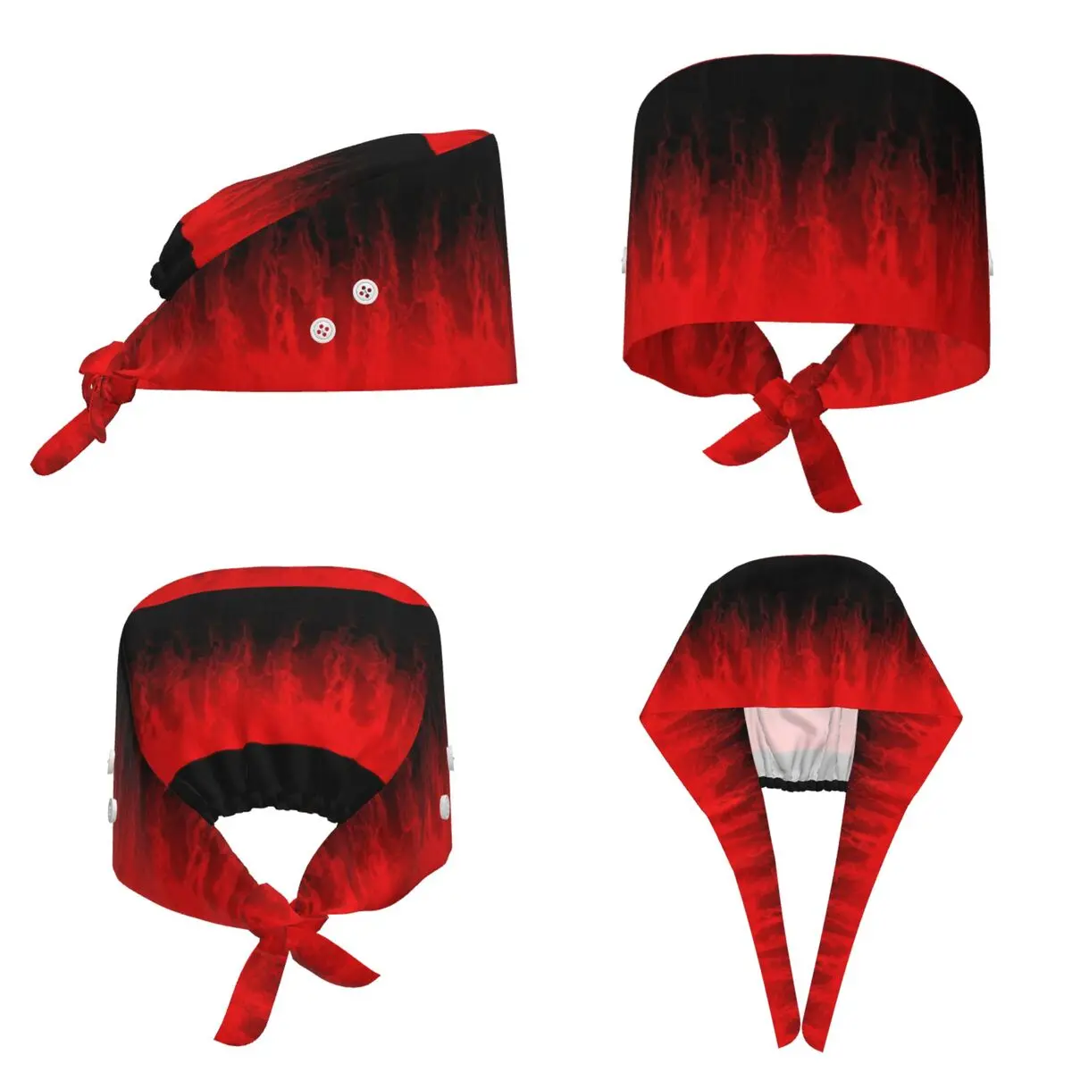 Red Fire Flame Scrub Hat Doctor Working Surgical Cap Men Women Adjustable Nursing Caps for Dentist