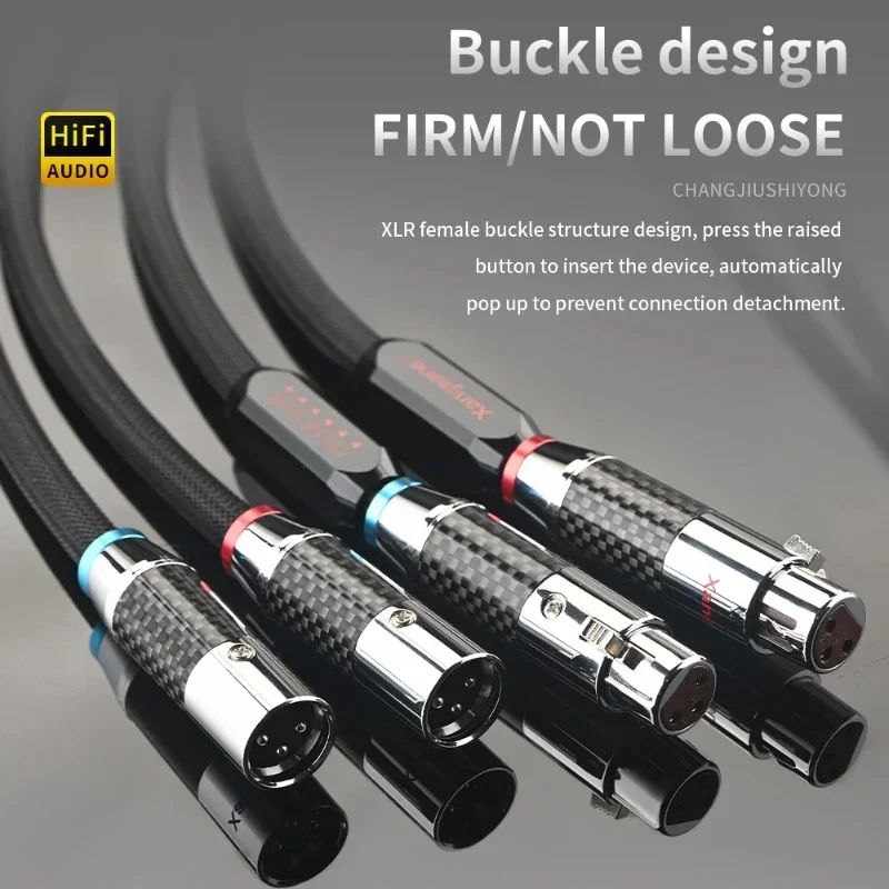 4 Core Pure Silver XLR Cable Carbon Fiber Rhodium Plated 2 Male Plug To 2 Female Plug Balanced Line HiFi Amplifier Audio Cable