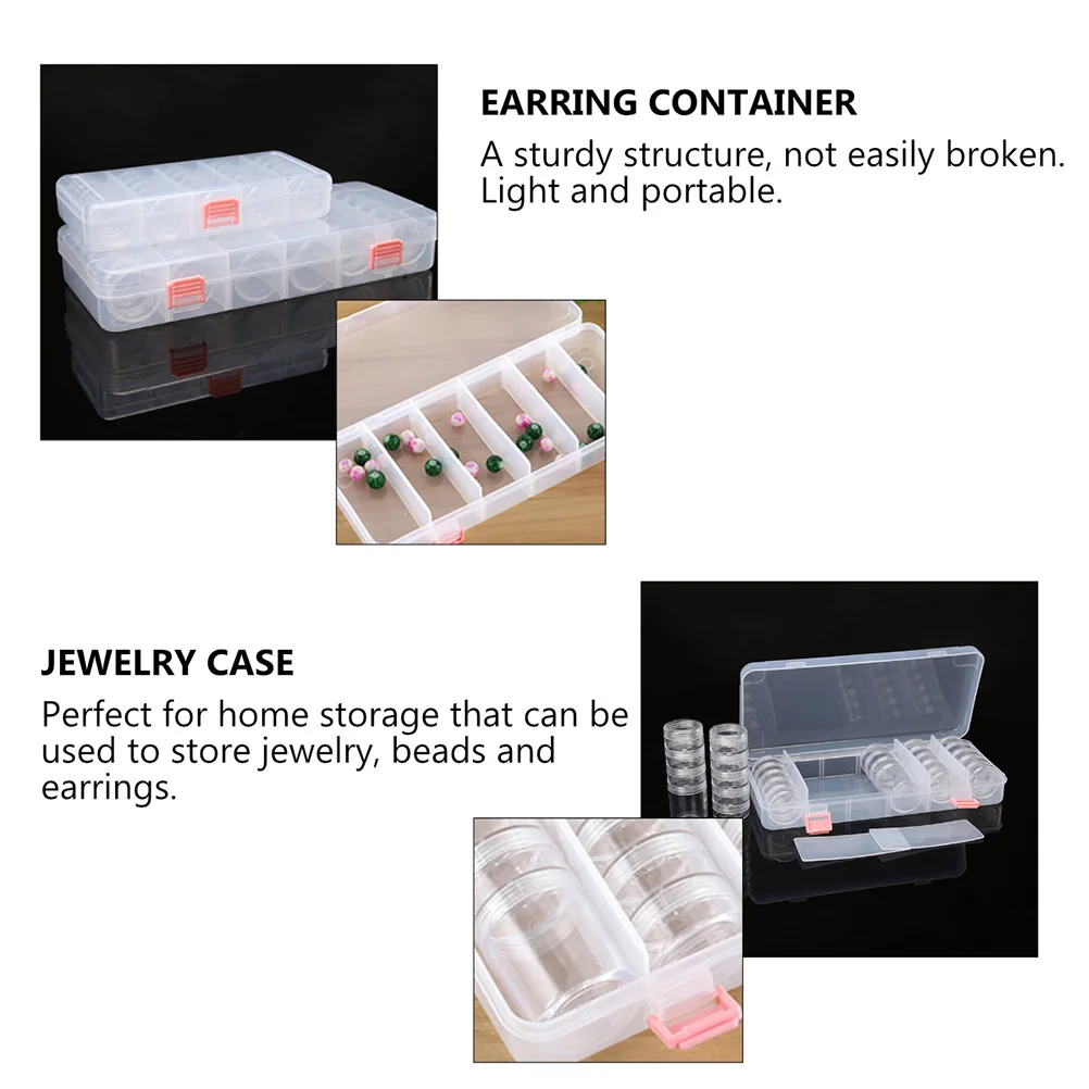 

1 Set Transparent Nail Art Tool Box Storage Case For Earrings Jewelry Organizer Container Desk Home Office Bedroom Decor