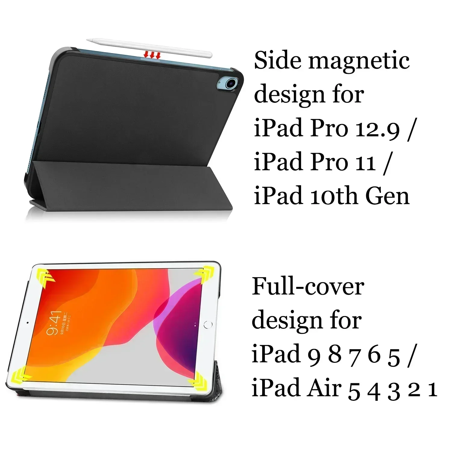 Capa de couro para ipad pro 11 10 2022 9 8 7 5th 6th geração ar 5 4 3 2 1 funda coque acessórios sleep wake impressão capa dura