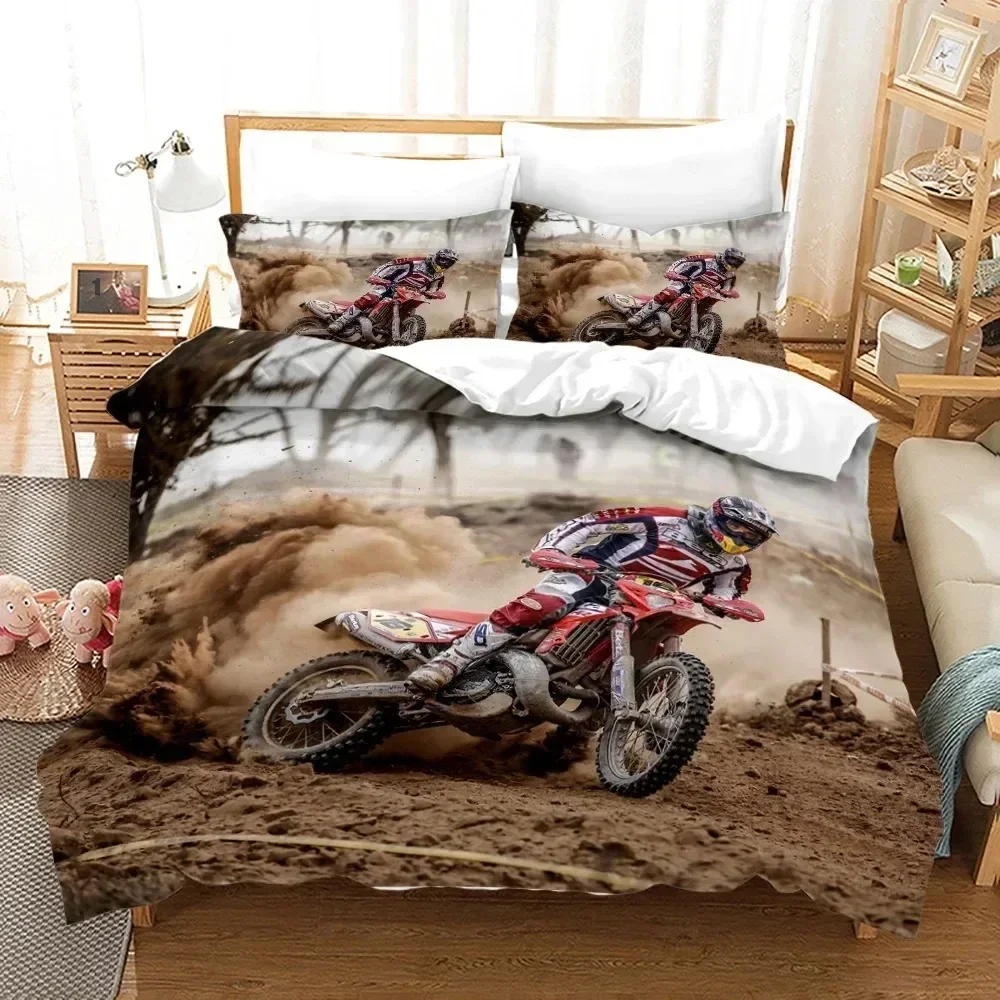 

Dirt Bike Motorcycle Rider Comfortable Duvet Quilt Cover Pillowcase Bedding Set Children Bedroom Decoration Home Textile