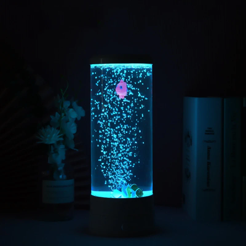 LED Bubble Fish Lamp,Multi Color Changing Aquarium Night Light, Desk Decoration For Office Bedroom Living Room, Exclude Battery