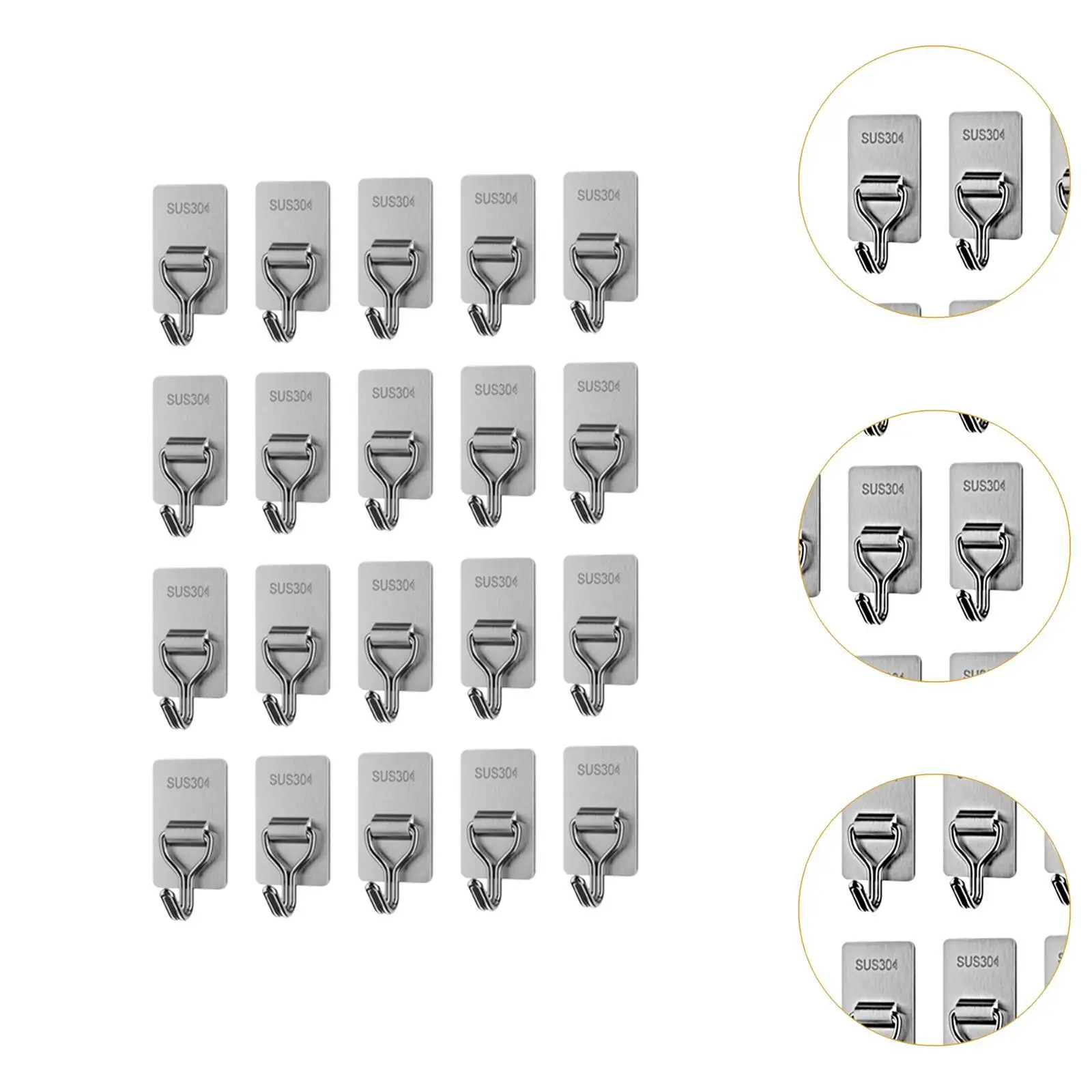 20Pcs Stainless Steel Wall Hooks Utility Hook for Towel Kitchen Shower