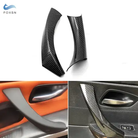 자동차 스타일링 ABS 탄소 섬유 질감 인테리어 도어 패널 그랩 핸들 팔걸이 보호 커버 BMW 3 시리즈 E90 E91 2004-2012