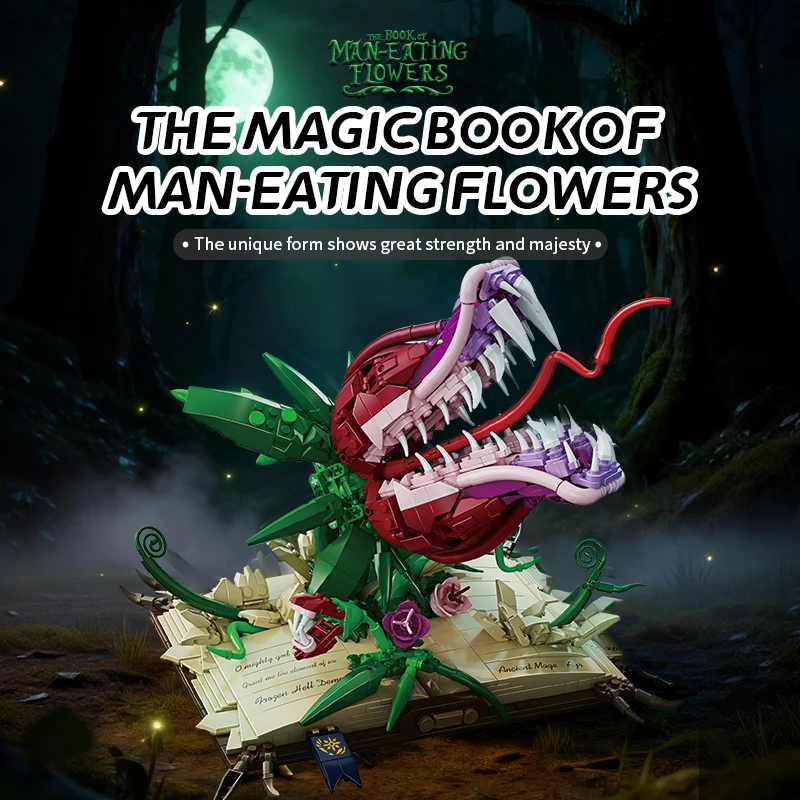KQ403 Piranha Plant Building Blocks DIY Mutated Flower Model STEM Carnivorous Plant Creative Home Decor Desktop Gift Kids Adults
