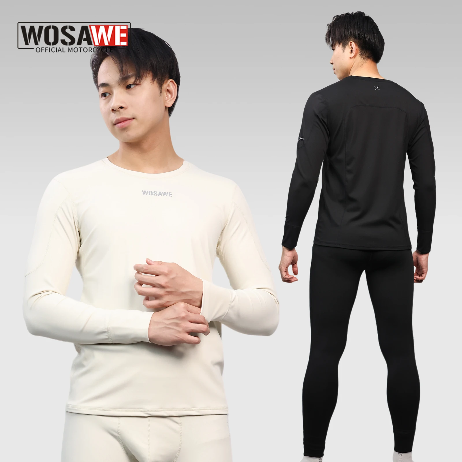 

WOSAWE Men's Thermal Underwear Winter Motorcycle Long Underwear Sweat Clothes Base Layers Tight Long Johns Tops & Pants Set