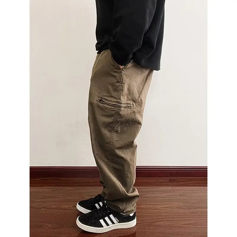 

Японские уличные брюки для рабочей одежды, мужские свободные прямые повседневные длинные брюки, брюки из девяти предметов с несколькими карманами Harlan Cone