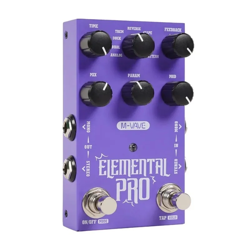 M-VAVE Elemental Pro Delay Reverb Guitar Pedal Dual Footswitch Pre Delay Decay Mix Tone Filter for Electric Guitar True Bypass