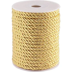5mm 18 Yards Twisted Gold Rope Nylon Cord Trim Silk Cord Twisted Silk Ropes Graduation Honor Cord for Crafts Handfasting Home