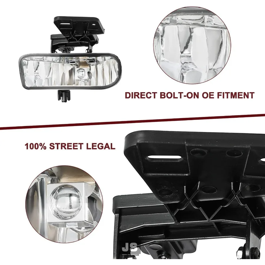 مجموعة استبدال مجموعة المصابيح الأمامية والضباب مكونة من 6 قطع لسيارة جي إم سي سييرا 19992002 و20002006 يوكون باللون الأسود واللمسة النهائية الواضحة مع I