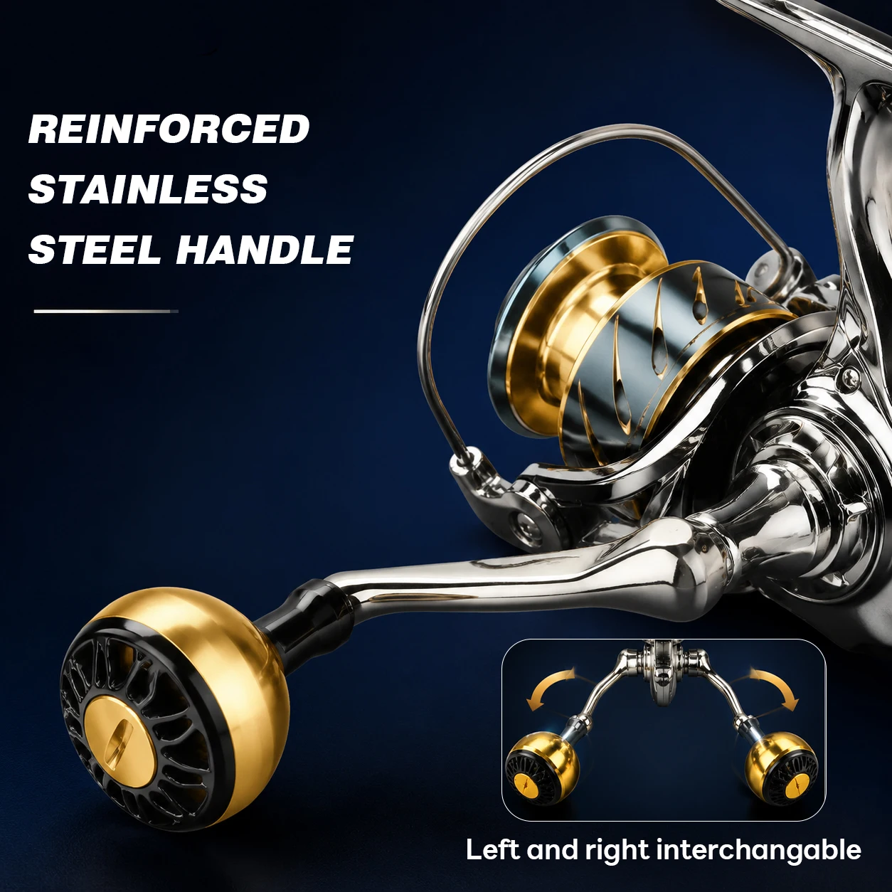 ANATONO Angelrolle mit Metallgehäuse, Übersetzungsverhältnis 5,2:1, maximale Bremskraft 18 kg, geeignet für Süß- und Salzwasser – Detail 6