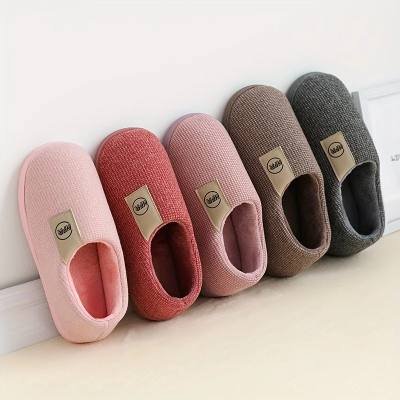

Large Size Fleece Slippers Men Women Warm Indoor Shoes Plush Soft Cozy Non Slip Thick Sole Winter Home Bedroom Footwear cloud