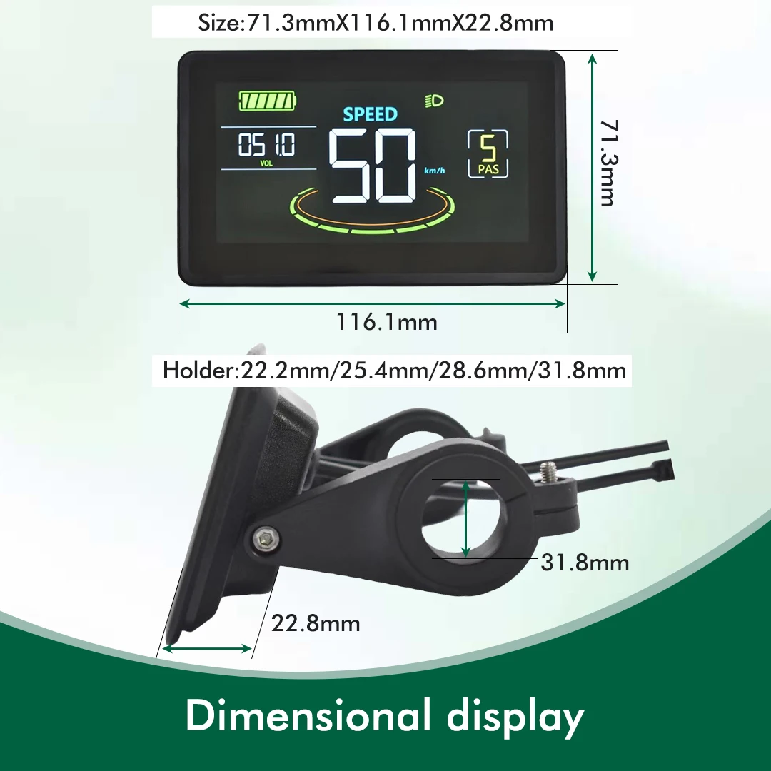 H6C bici elettrica Display LCD colorato misuratore 24V-60V SM/spina di connessione impermeabile Ebike Display intelligente con USB UART