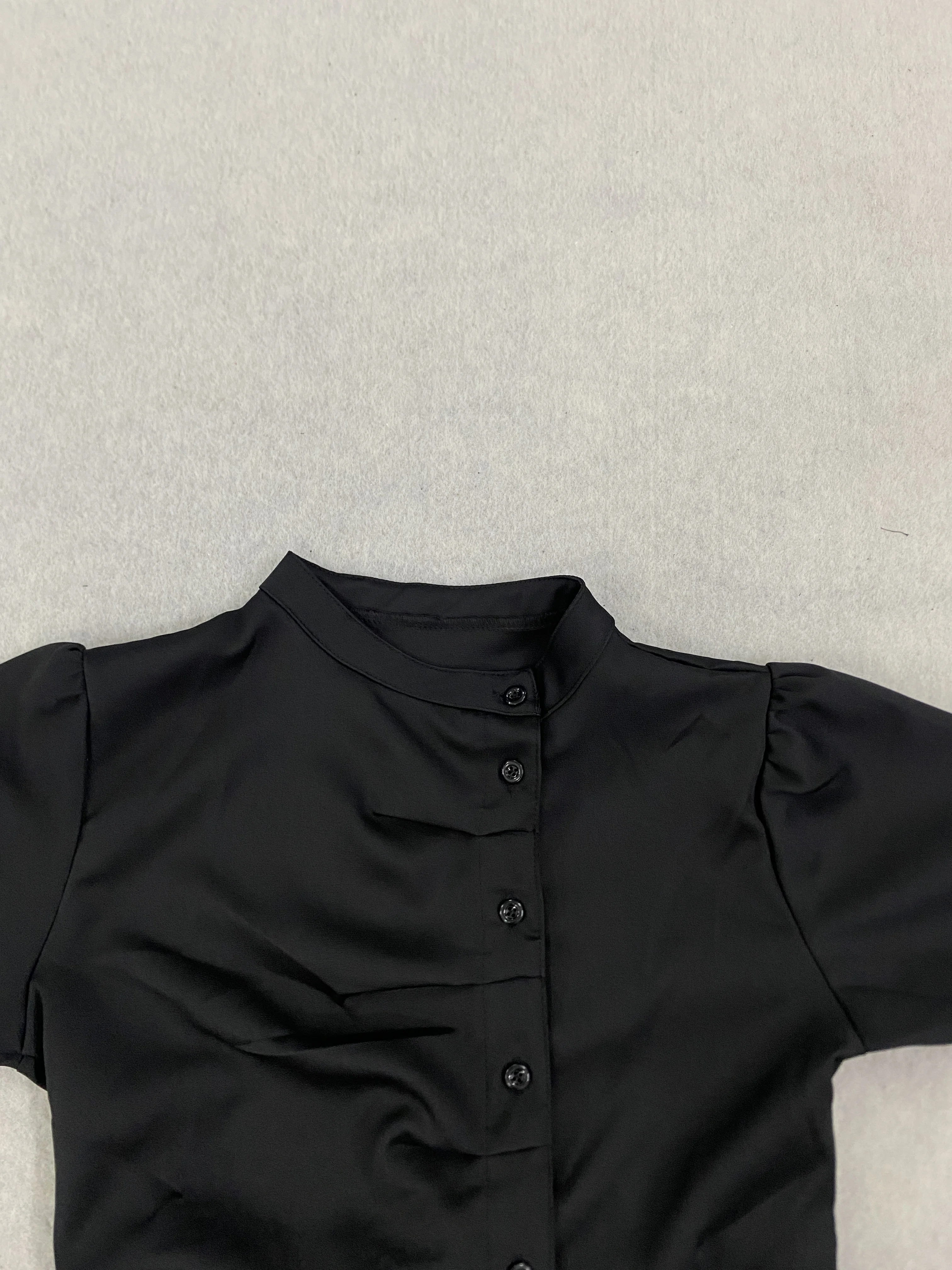 Damen Vintage Kariertes A-Linien-Minikleid Kurzarm Stehkragen Knopfleiste Plissiert Lässig Elegant Modisch – Detail 6