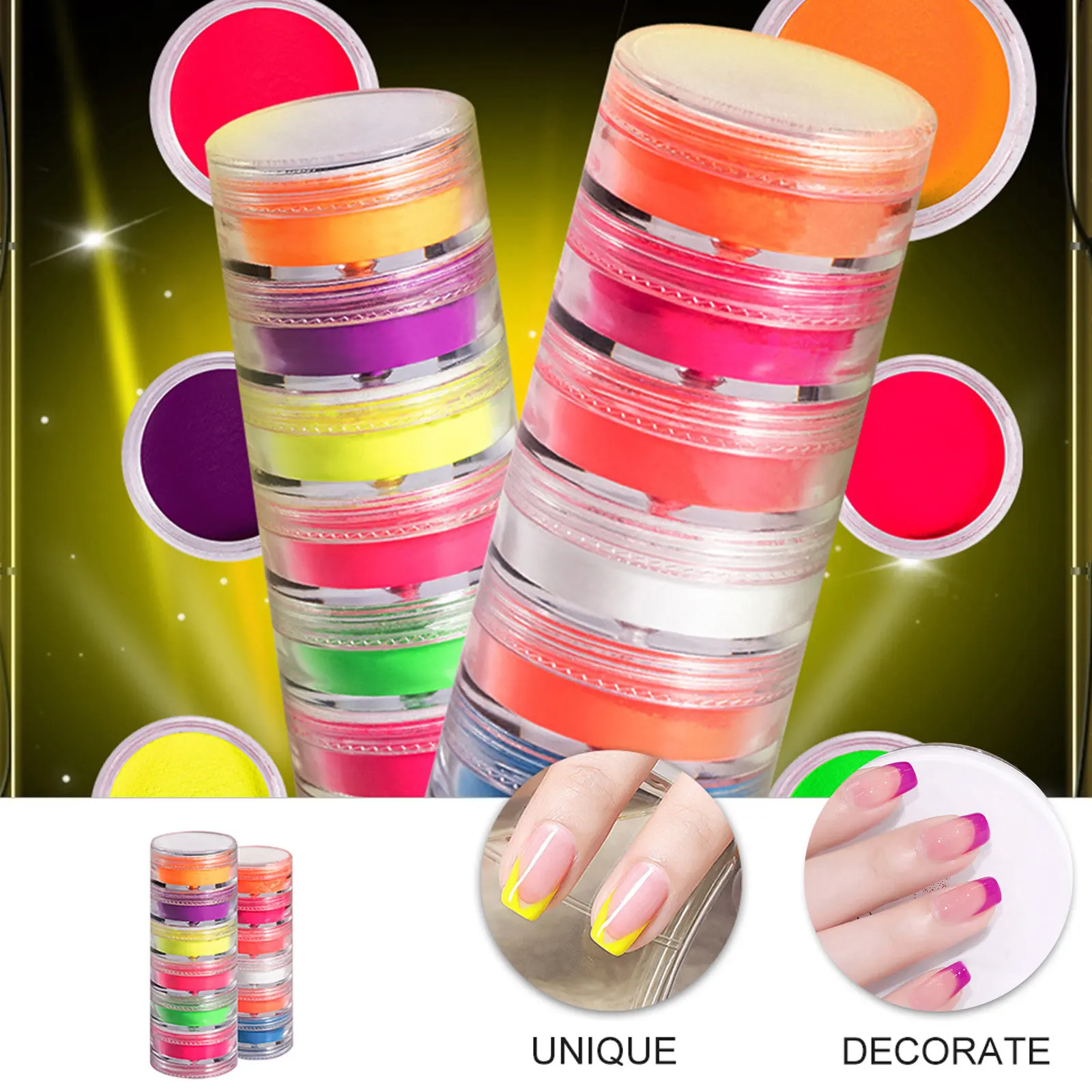 12 Boxes Pearlized Nail Powder Set Candy Color Uv Gel Compatible Manicure Pigment for Nail Art Face Body Hair Decoration