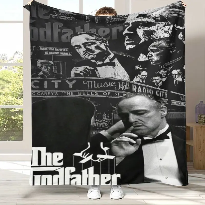 Retro Movie The Godfather Vito Corleone Flannel Throw Blanket,Cozy Blanket for Bed,Sofa,Living Room,Picnic,Camping,Home Decor