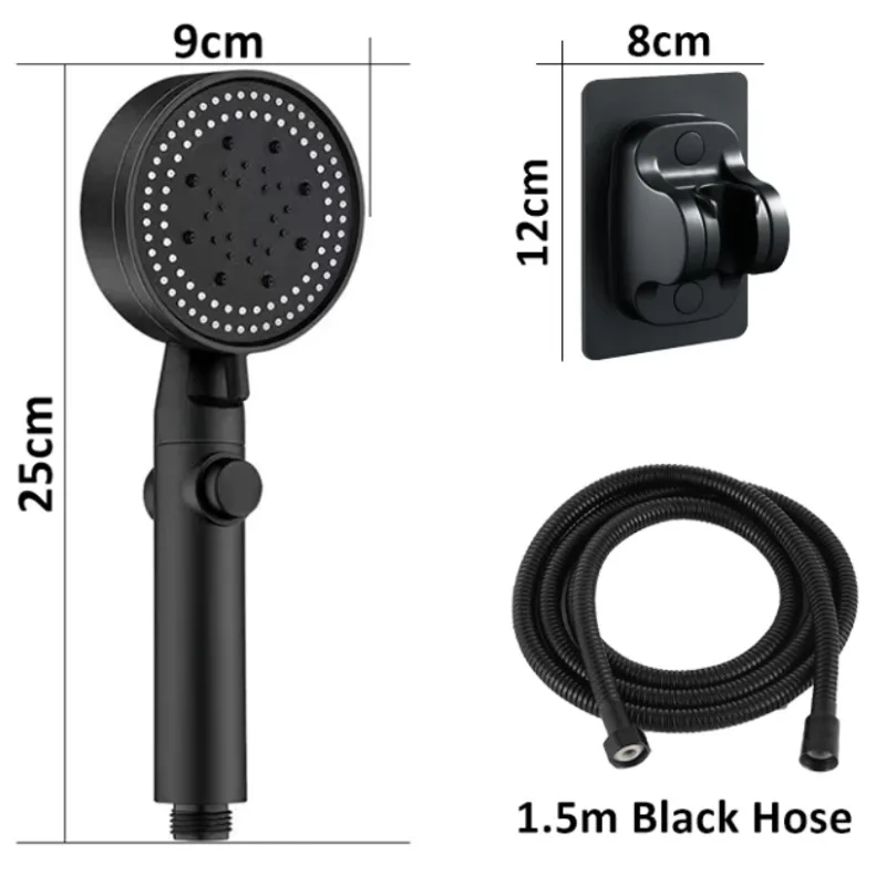 High-pressure Shower Head Set 5 Modes of Adjustment Showerhead with Hose Water-saving One-touch Stop Bathroom Accessories image 6